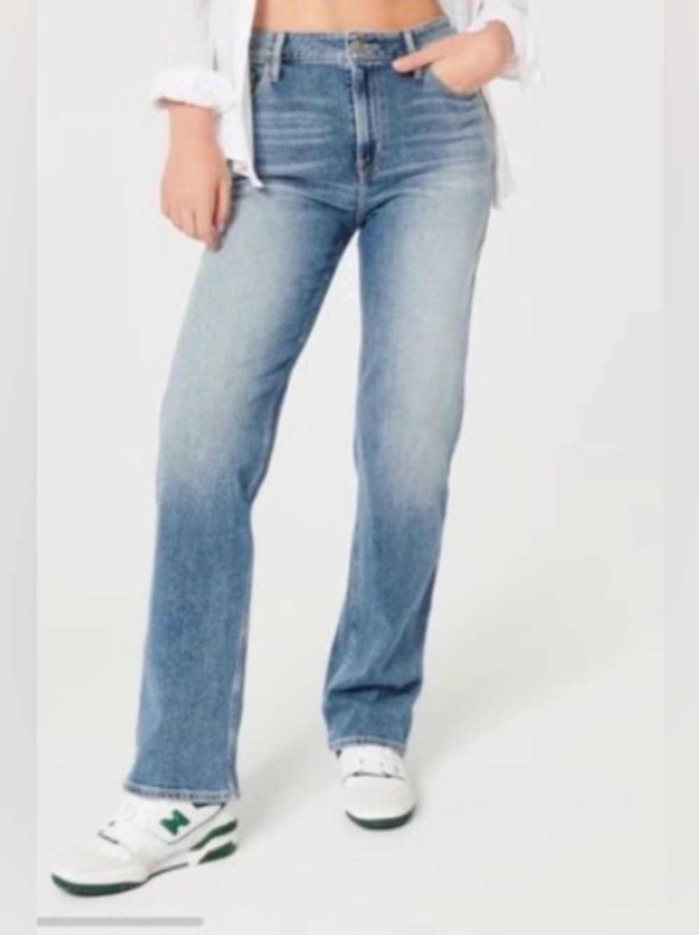 Hollister Women’s Ultra High-Rise Dad Jeans Blue Baggy Stretch Denim Vintage 4R
